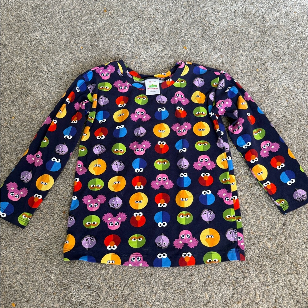 Hannah Anderson Colorful Long Sleeve Shirt with Cartoon Faces